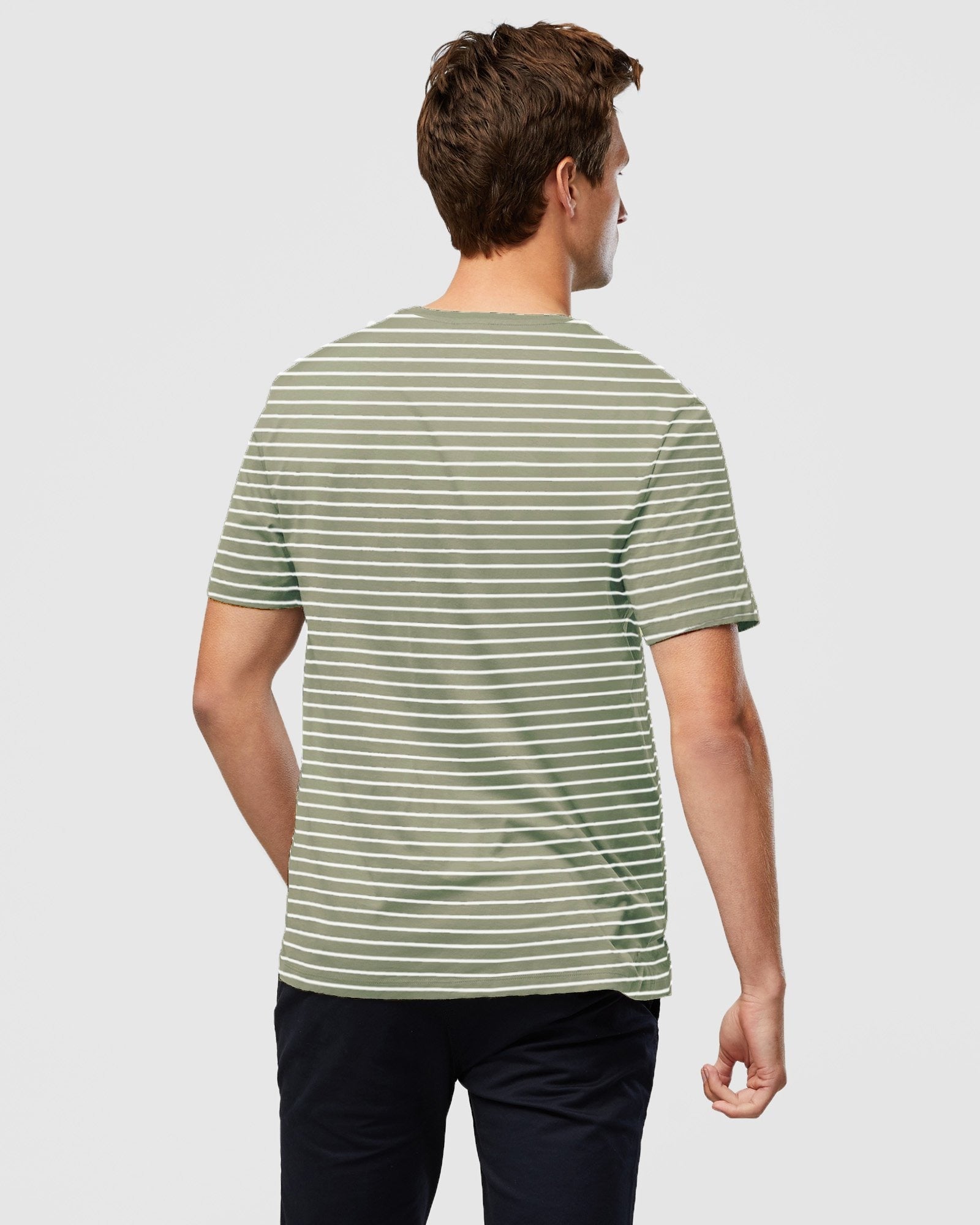 Wayver Originals Moss/White Stripe Essential Crew Tee