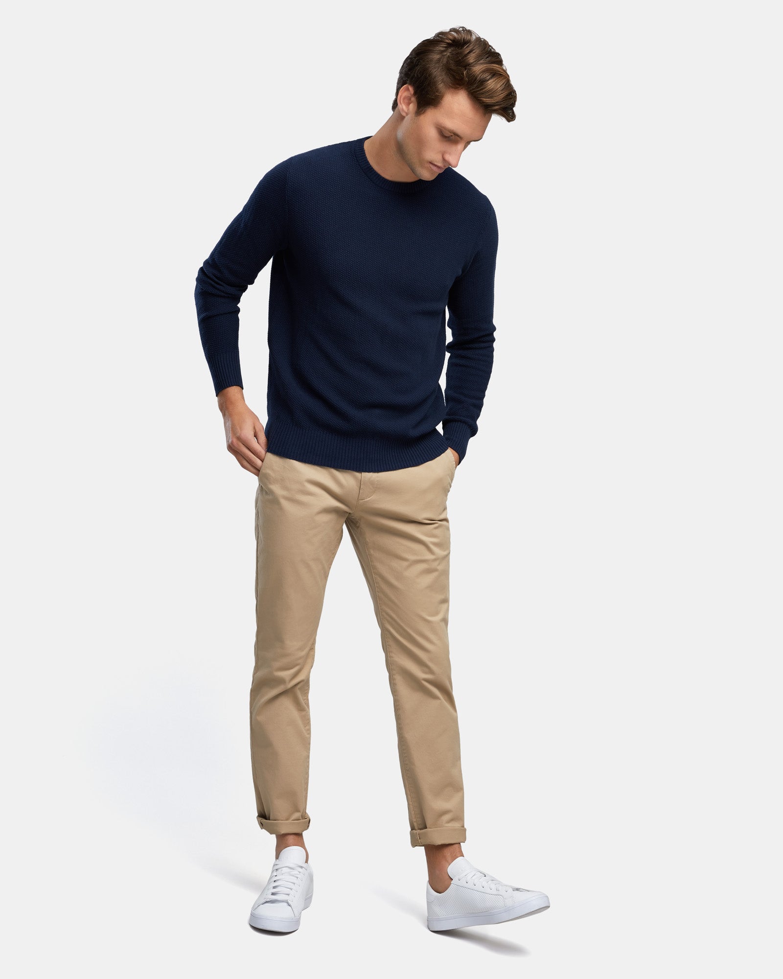 Wayver Originals Men's Textured Cotton Knit - Navy