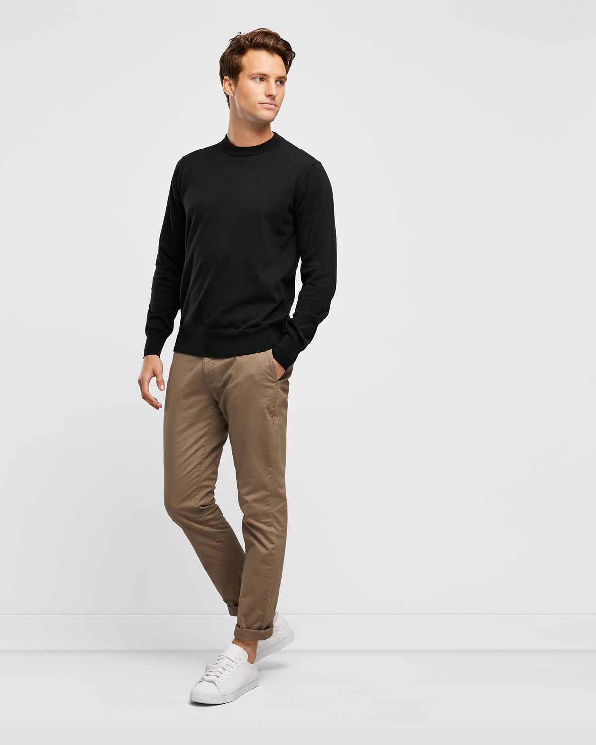 Men&#39;s Black Cotton Crew Neck Knit - Wayver Originals