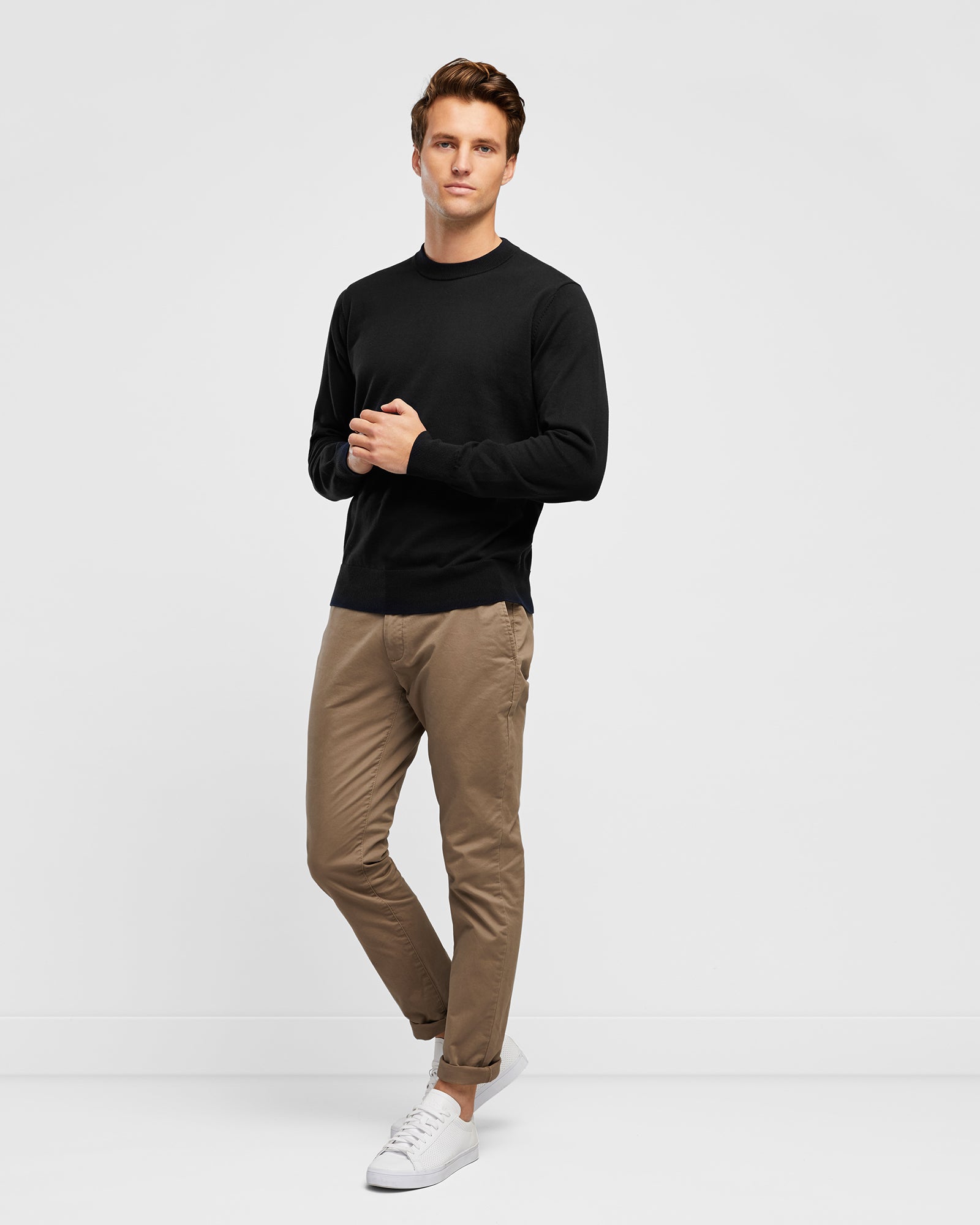 Men's Black Cotton Crew Neck Knit - Wayver Originals