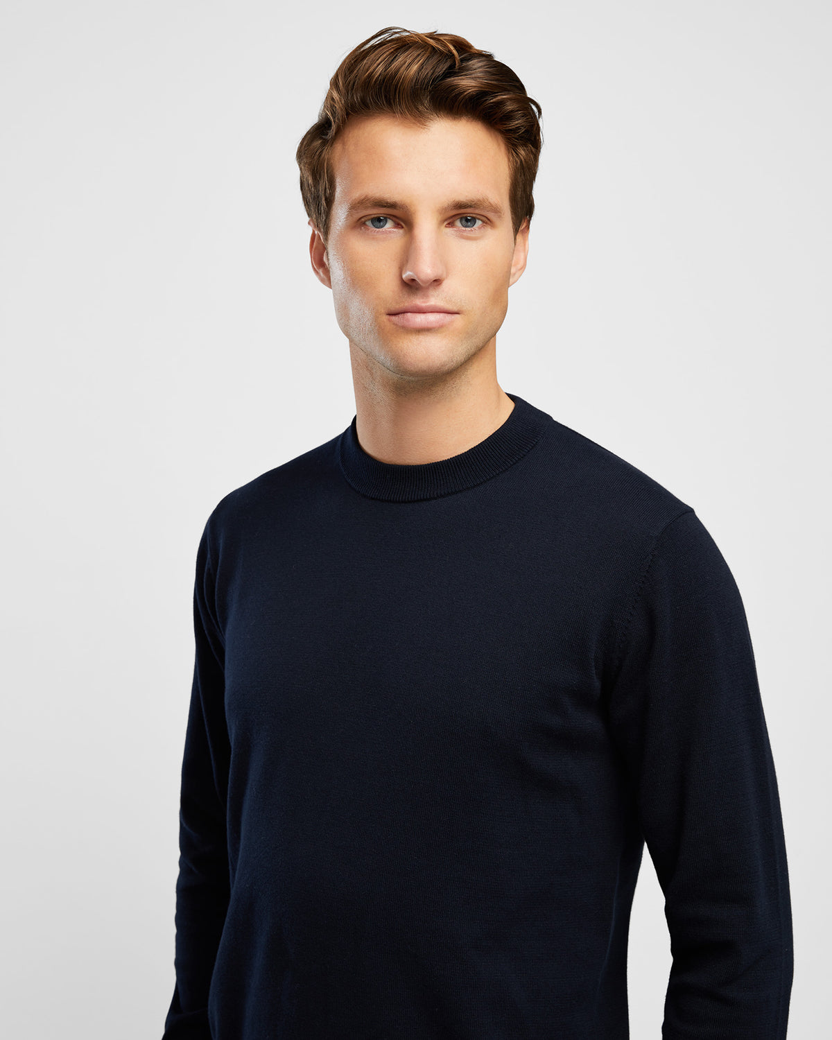 Men&#39;s Cotton Navy Crew Neck Knit - Wayver Originals