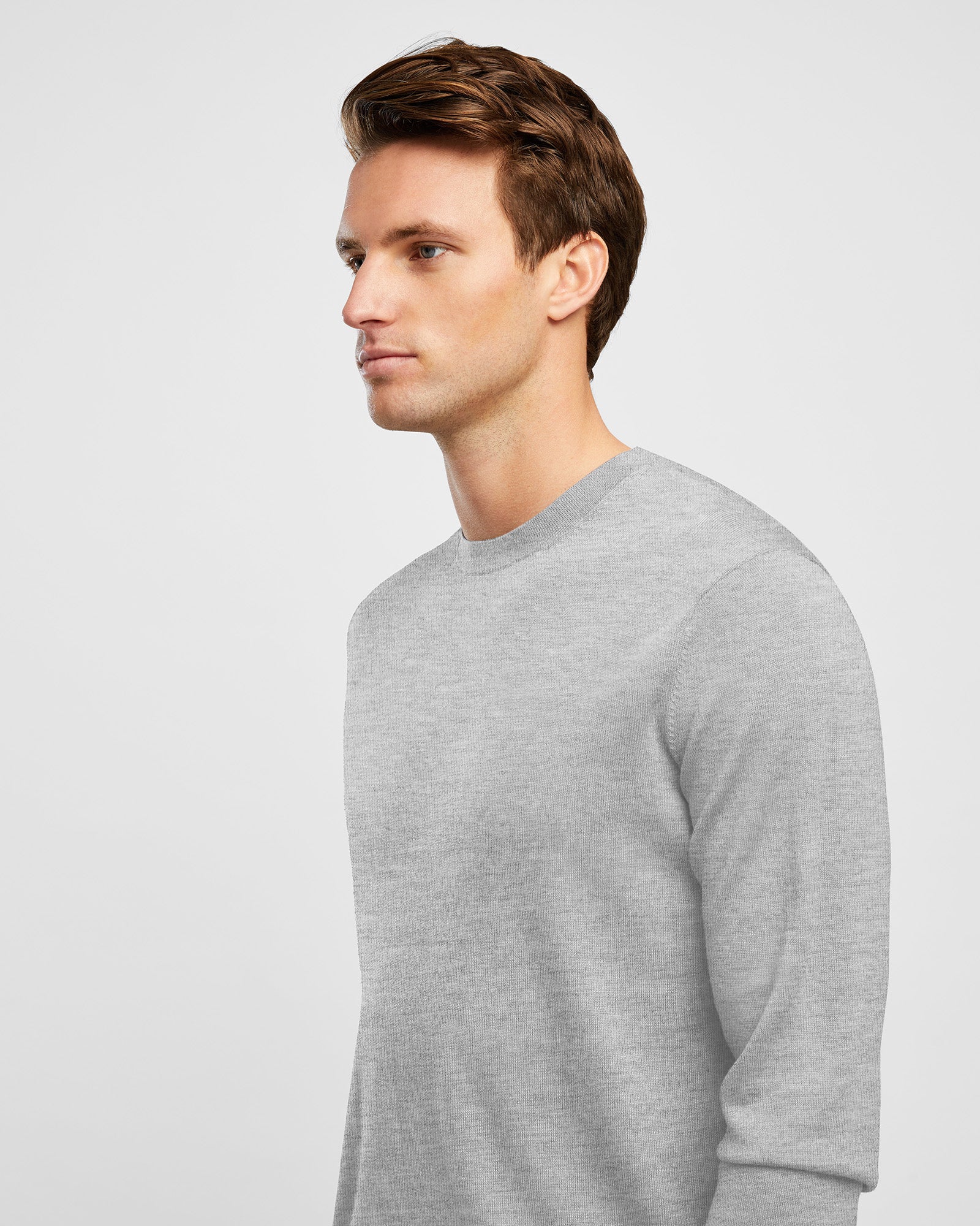 Men's Cotton Light Grey Crew Neck Knit - Wayver Originals